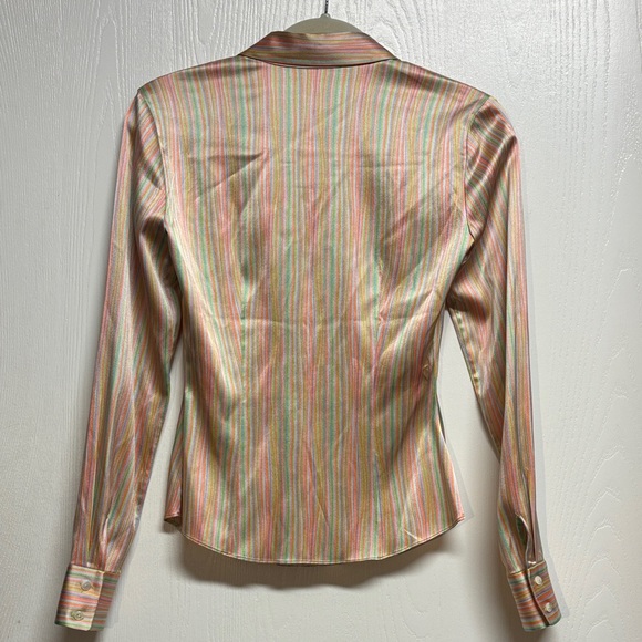 Tahari Striped Button Down Silk Shirt for Women XS. Like New - Picture 3 of 12